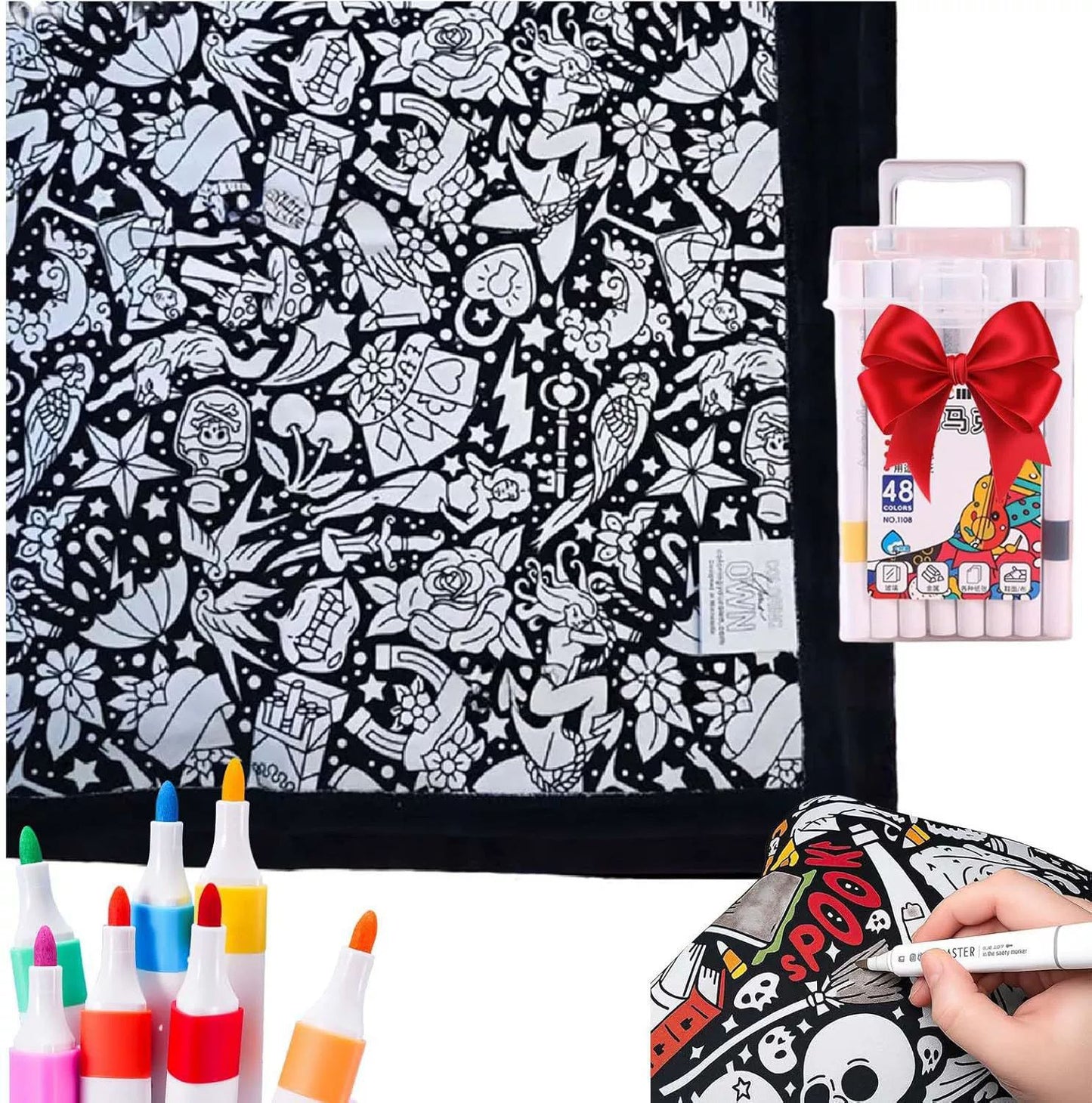 DIY Velvet Coloring Blanket with Washable Markers