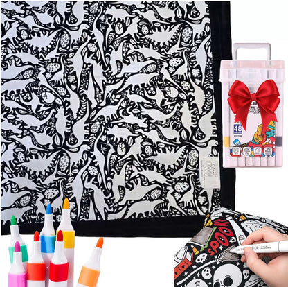 DIY Velvet Coloring Blanket with Washable Markers
