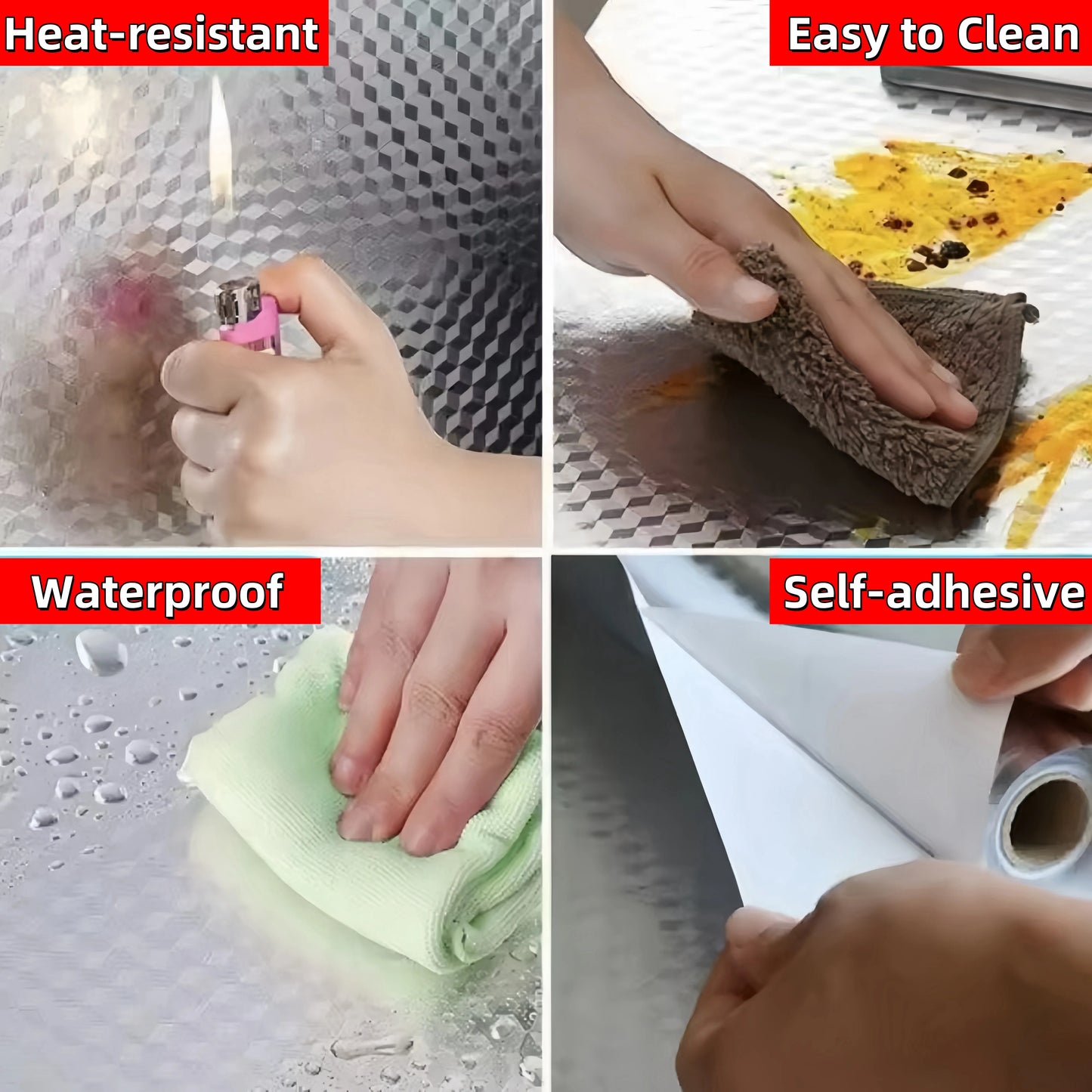 Kitchen Countertop Oil-Proof Sticker, Waterproof Self-Adhesive High-Temperature Resistant Kitchen Stove Sticker, Wallpaper Suitable for Countertops, Drawers, and Cabinets