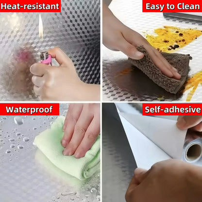 Kitchen Countertop Oil-Proof Sticker, Waterproof Self-Adhesive High-Temperature Resistant Kitchen Stove Sticker, Wallpaper Suitable for Countertops, Drawers, and Cabinets