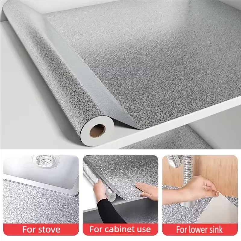 Kitchen Countertop Oil-Proof Sticker, Waterproof Self-Adhesive High-Temperature Resistant Kitchen Stove Sticker, Wallpaper Suitable for Countertops, Drawers, and Cabinets