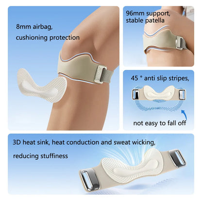 New Silicone Patella Band Sports Knee Pads, 3D Airbag Support Fixed Protect Knee Anti Slip Patella Tendon Knee Straps Adjustable