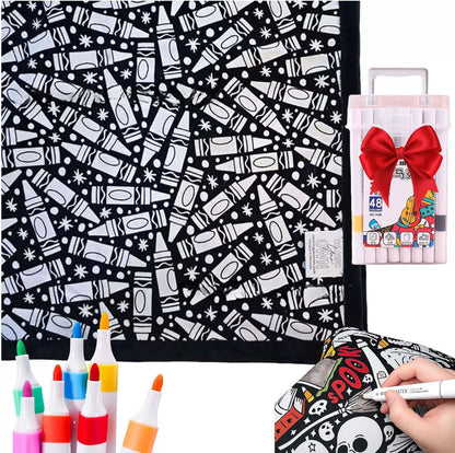 DIY Velvet Coloring Blanket with Washable Markers